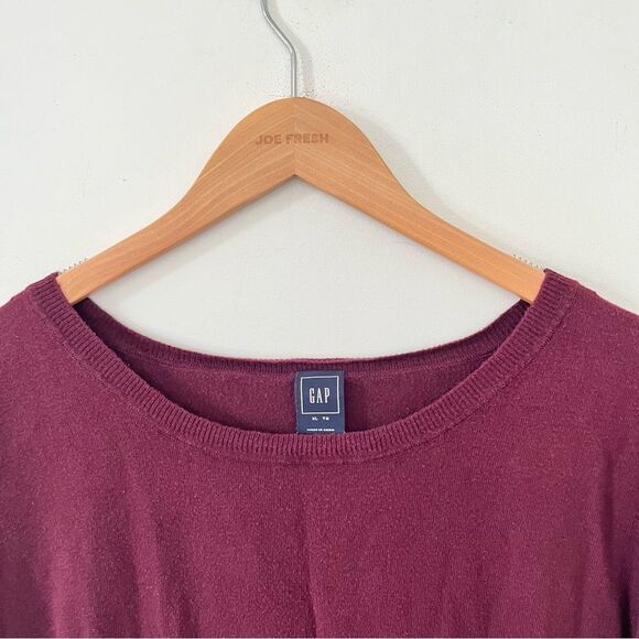 GAP Wine Burgundy Slouchy Cuffed Short Sleeve Lightweight Sweater - Picture 5 of 5
